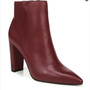 Sam Edelman Pointed Leather Ankle Boot in Wine